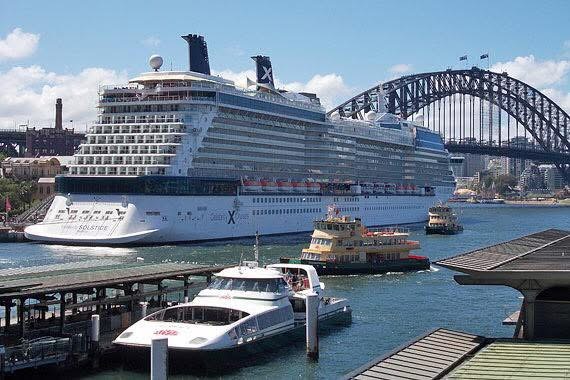Celebrity Solstice in Sydney Harbour beside the Sydney Harbour Bridge